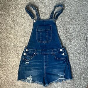 Stretch jean overall shorts Sz. 5